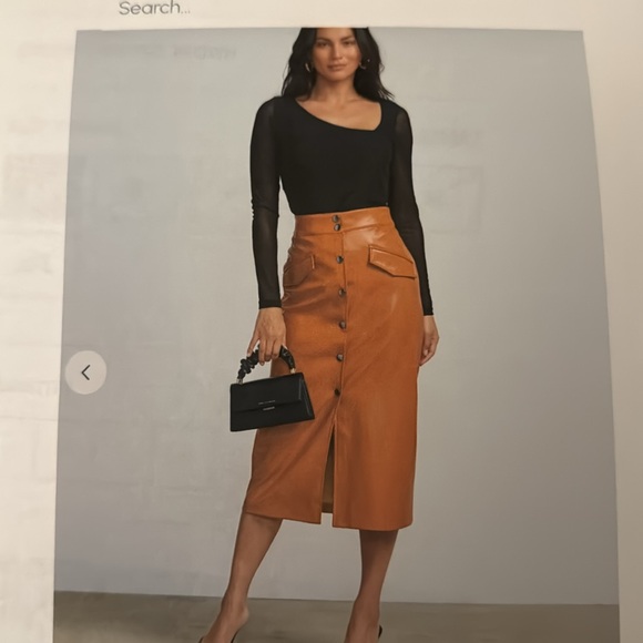 NY&CO SKIRT, FAUX LEATHER, MIDI, A-LINE, SIZE X-LARGE - Picture 5 of 8